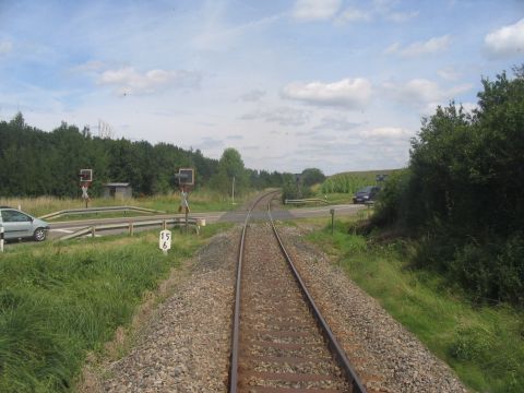 Bahnbergang ber die Strae von Oettingen nach Westheim